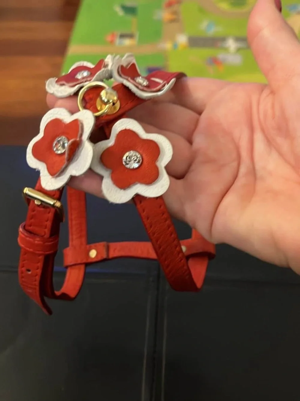 Red leather Dog Harness